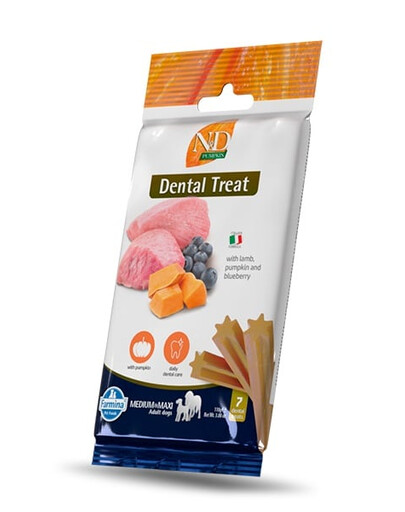 FARMINA N&D Pumpkin Dental Treat Lamb Blueberry Medium/Maxi 100 g (7 gab.) zobu kārums vidējiem un lieliem suņiem