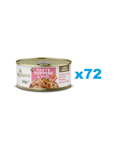 APPLAWS Taste Toppers Pierś z kurczaka, szynka i dynia w bulionie 72x156 g