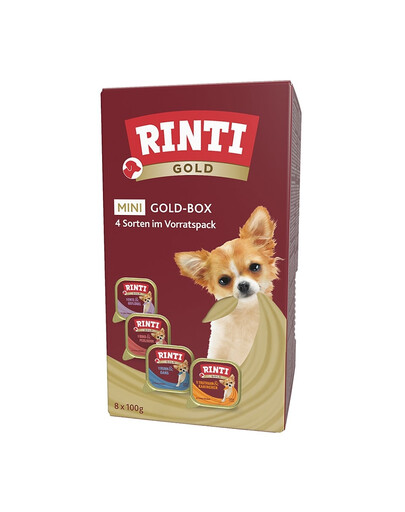 RINTI Gold Mini Multibox 8x100 g mitrā barība pieaugušiem mazo šķirņu suņiem