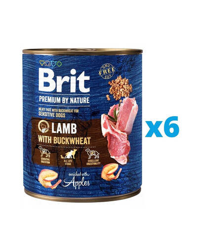 BRIT Premium by Nature jagnięcina i gryka mokra karma dla psa 6 x 800 g
