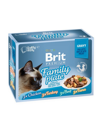 BRIT Premium by Nature Cat Delicate Fillets in Gravy Family Plate 12x85g mitrā barība mērcē pieaugušiem kaķiem