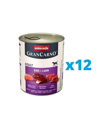 ANIMONDA GranCarno zestaw z wołowiną i jagnięciną 12 x 400 g