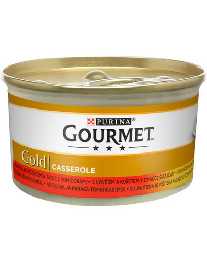 Gold Casserole z wołowiną i kurczakiem w sosie 24x85g mokra karma dla kotów