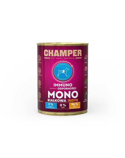 CHAMPER Immuno монопротеиновый корм для собак с индейкой 400 г