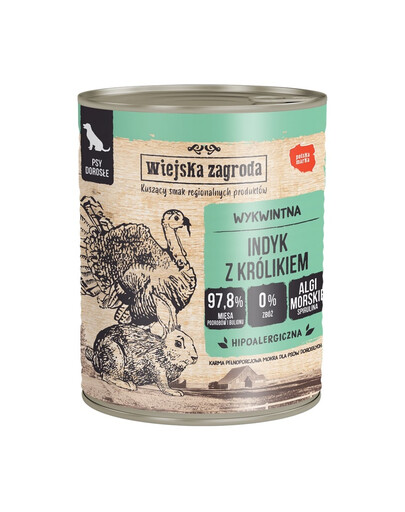 Indyk z królikiem mokra karma dla psów 800 g