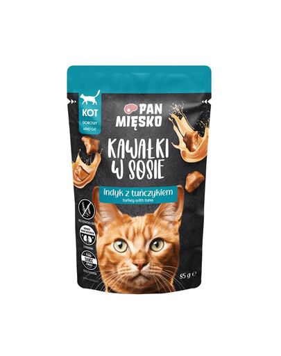 Kawałki w sosie Indyk z tuńczykiem mokra karma dla kotów 85 g