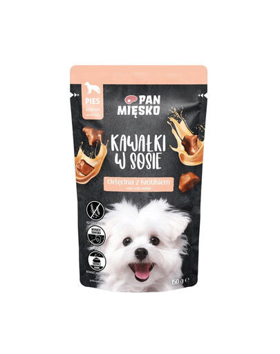 Kawałki w sosie Cielęcina z królikiem mokra karma dla psów 150 g