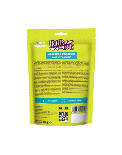 Fruits and Veggies Gruszka z królikiem przysmak dla psa 100 g
