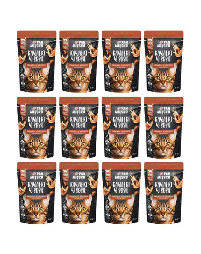 PAN MIĘSKO Kawałki w sosie Cielęcina z jeleniem mokra karma dla kotów 12x85 g
