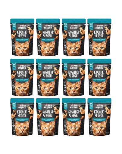 PAN MIĘSKO Kawałki w sosie Indyk z tuńczykiem mokra karma dla kotów 12x85 g