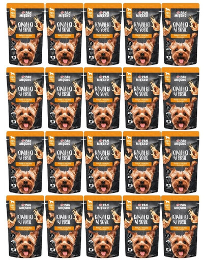 PAN MIĘSKO Kawałki w sosie Indyk z kaczką mokra karma dla psów 20x150 g