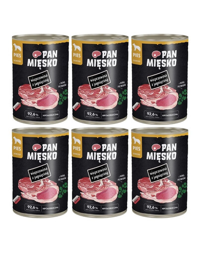 PAN MIĘSKO Wieprzowina z jagnięciną mokra karma dla psów 6x400 g