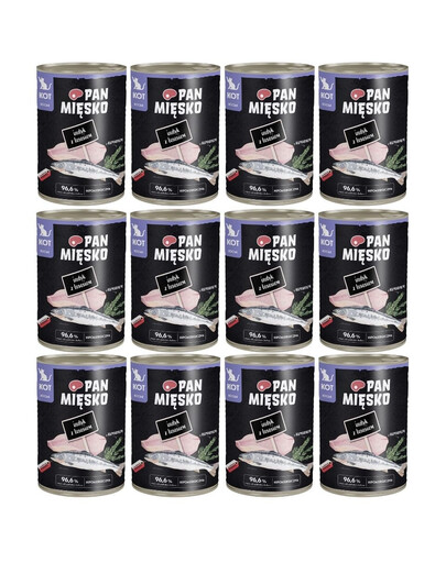 PAN MIĘSKO Indyk z łososiem mokra karma dla kociąt 12x400 g