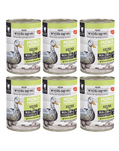 WIEJSKA ZAGRODA Monobiałkowa Kaczka mokra karma dla kotów 6x400 g