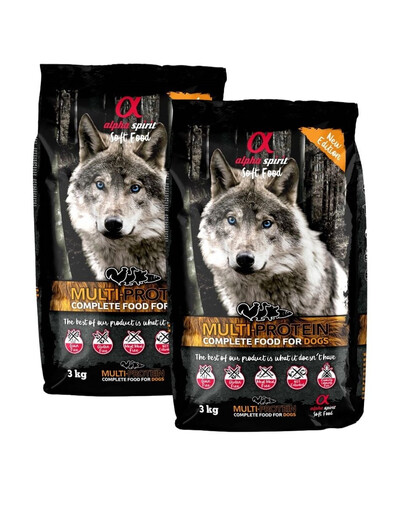 ALPHA SPIRIT Pełnowartościowa karma sucha-miękka dla psów Multiprotein 6kg (2x3kg)