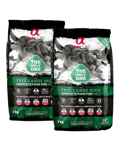 ALPHA SPIRIT Pełnoporcjowa sucha karma dla psów Free range duck kaczka 2x3 kg