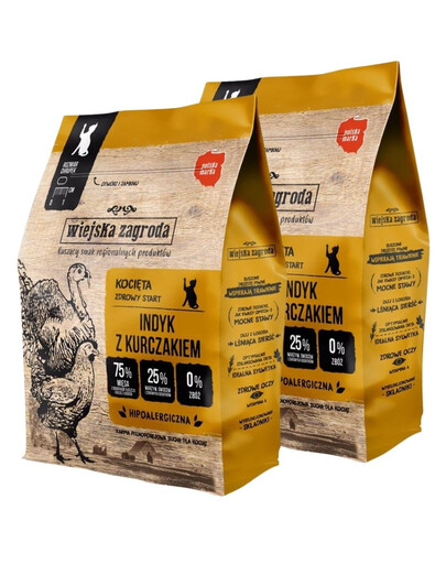 WIEJSKA ZAGRODA Indyk z kurczakiem dla kociąt 2x400 g