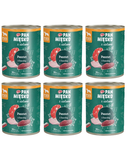 PAN MIĘSKO z ziołami Pasztet z kaczką dla psów 6x800 g
