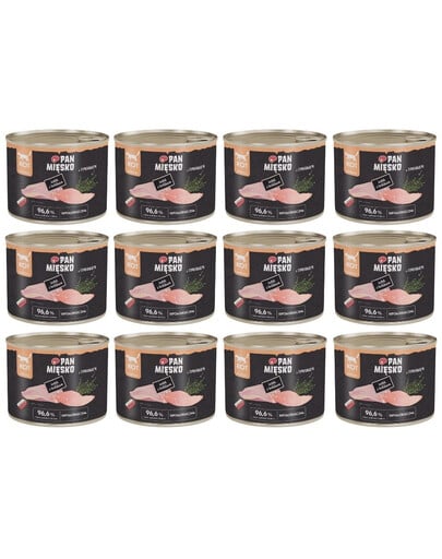 PAN MIĘSKO Indyk z królikiem mokra karma dla kota 12x200 g