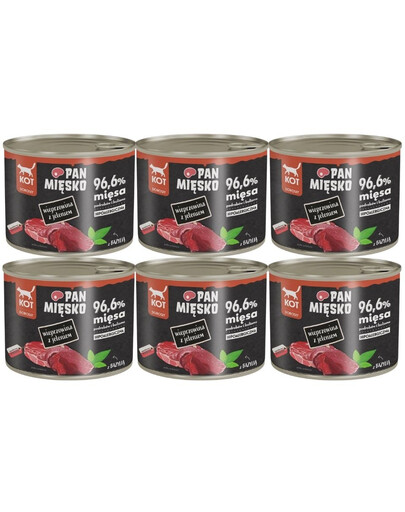 PAN MIĘSKO Wieprzowina z jeleniem mokra karma dla kotów 6x200 g