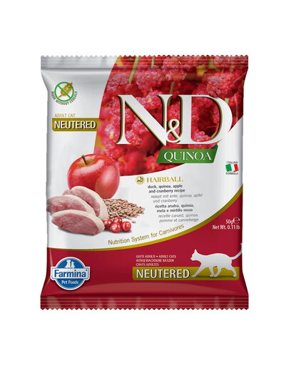 N&D Quinoa Cat Hairball Duck, apple, cranberry 50 g