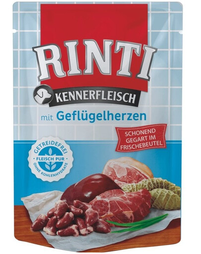 RINTI Kennerfleisch Poultry hearts Serca drobiowe saszetka 24x400 g