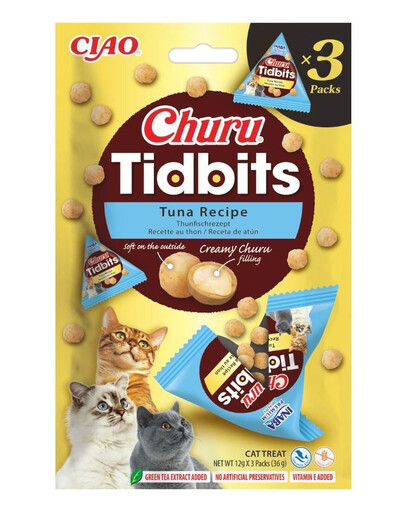 Cat Churu Tidbits Tuna Recipe 3x12g miękkie i kremowe przysmaki z tuńczykiem dla kotów