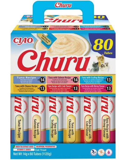 Cat Churu Tuna Recipe 80x14g mix kremowych przysmaków z tuńczykiem dla kotów
