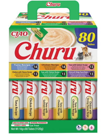 Cat Churu Chicken and Tune Receipe 80x14g mix kremowych przysmaków z kurczakiem i tuńczykiem dla kotów