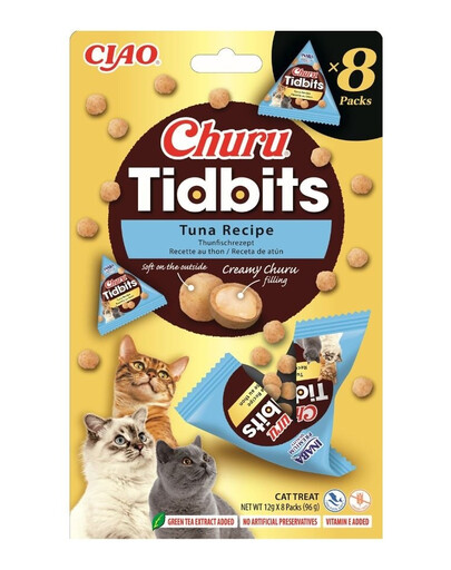 Cat Churu Tidbits Tuna Recipe 8x12g miękkie i kremowe przysmaki z tuńczykiem dla kotów