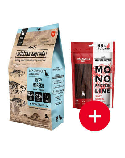 WIEJSKA ZAGRODA Ryby Morskie chrupki M 9 kg + przysmak GRATIS