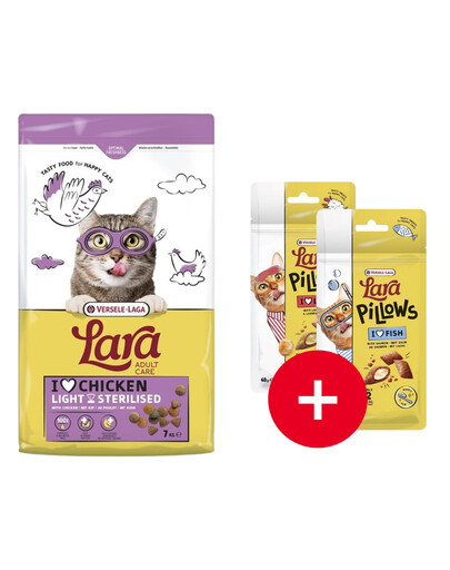 VERSELE-LAGA Lara Adult Light Sterilized 7 kg karma dla kotów sterylizowanych + 2 przysmaki GRATIS