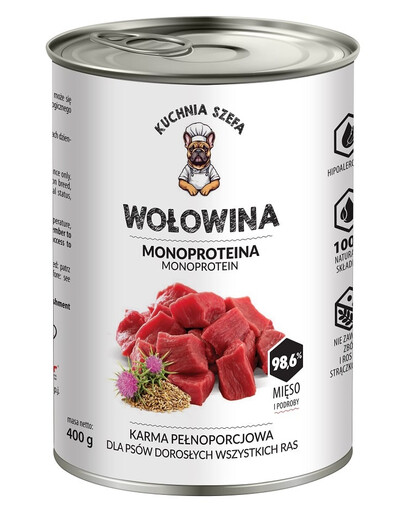 Wołowina Monoproteinowa karma dla psów wszystkich ras 400 g