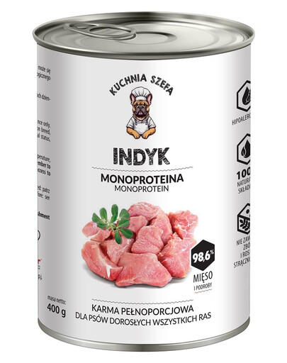 Indyk Monoproteinowa karma dla psów wszystkich ras 400 g