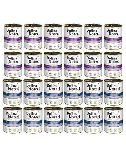 DOLINA NOTECI Mix smaków Premium Bogata w dorsza z brokułami i królika z żurawiną 24x800g