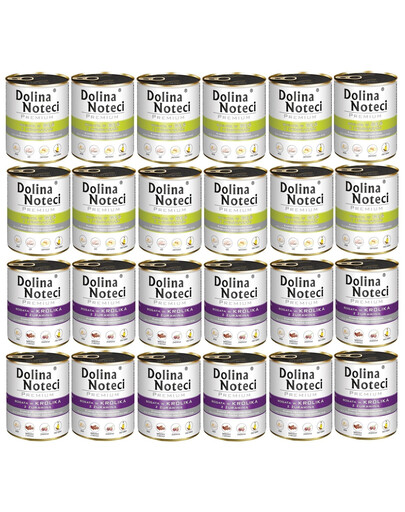 DOLINA NOTECI Mix smaków Premium Bogata w gęś z ziemniakami i w królika z żurawiną 24x800g