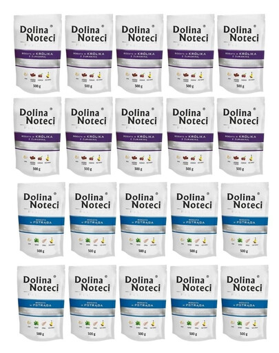 DOLINA NOTECI Premium Mix smaków Bogata w pstrąga i królika z żurawiną 20x500 g