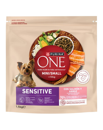 ONE Mini Small Sensitive Salmon and Rice 1,5 kg z łososiem i ryżem, sucha karma dla małych psów o wrażliwym układzie pokarmowym
