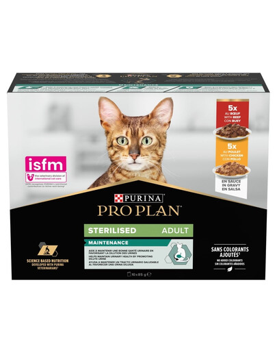 PRO PLAN Sterilised Maintenance Wołowina i kurczak Multipack 10x85g mokra karma dla kotów po sterylizacji