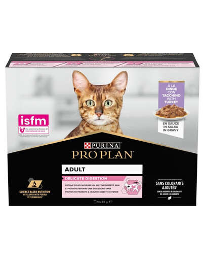 PRO PLAN Delicate Digestion z indykiem w sosie Multipack 10x85g mokra karma dla kotów o wrażliwym układzie pokarmowym