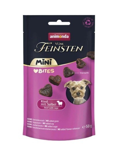ANIMONDA Vom Feinsten Mini Bites wołowina z szałwią 50g przysmaki dla małych psów