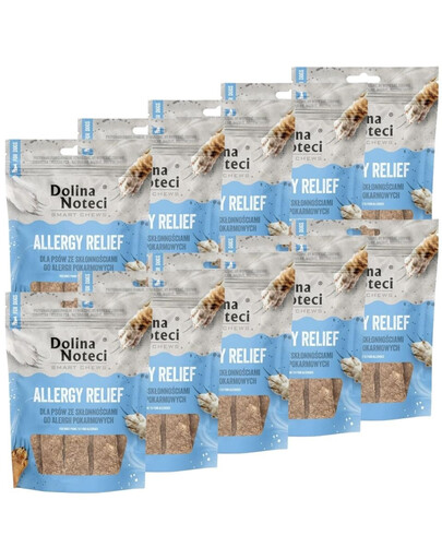 DOLINA NOTECI Smart Chews Allergy Relief 10x100g wsparcie przy alergiach pokarmowych, suszone przysmaki dla psa