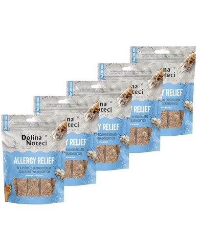 DOLINA NOTECI Smart Chews Allergy Relief 5x100g wsparcie przy alergiach pokarmowych, suszone przysmaki dla psa