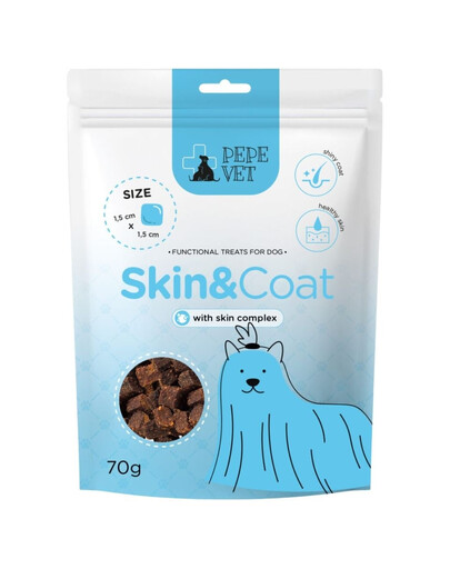 PAKA ZWIERZAKA PEPE Vet Przysmaki funkcjonalne Skin Coat 70g przysmaki na wsparcia skóry i sierści dla psów
