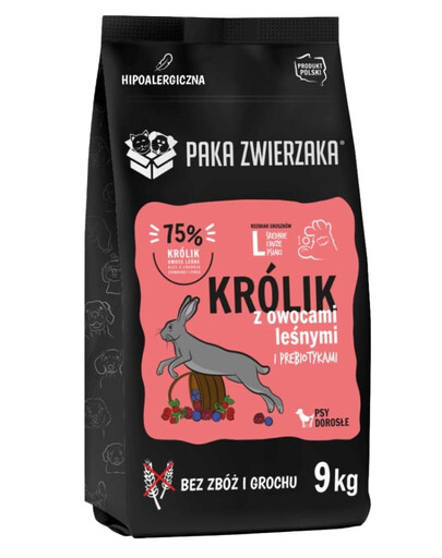 PAKA ZWIERZAKA Królik z owocami leśnymi L 9 kg sucha karma dla dużych psów