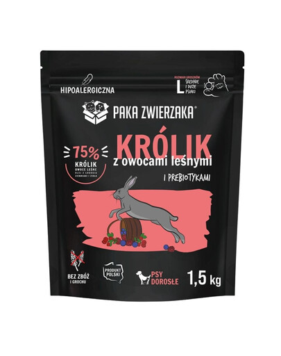 PAKA ZWIERZAKA Królik z owocami leśnymi L 1,5 kg sucha karma dla dużych psów