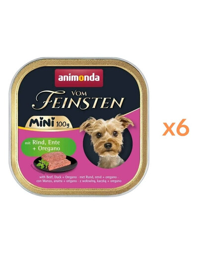 ANIMONDA Vom Feinsten Mini z wołowiną, kaczką i oregano 6x100g mokra karma dla psów małych ras