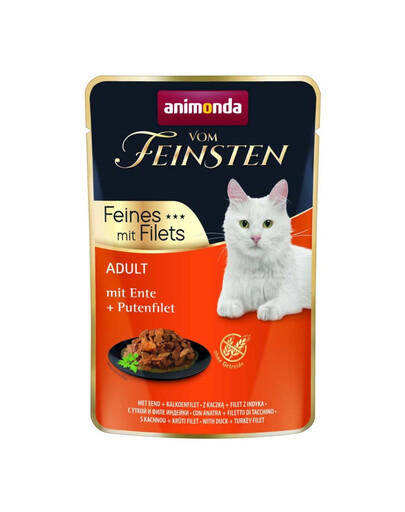 ANIMONDA Vom Feinsten Fines mit Filets Adult Kaczka i filet z indyka 6x85g mokra karma dla kotów