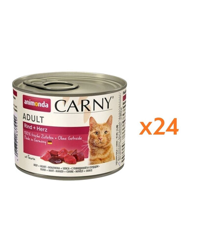 ANIMONDA Carny zestaw wołowina i serca 24 x 200 g