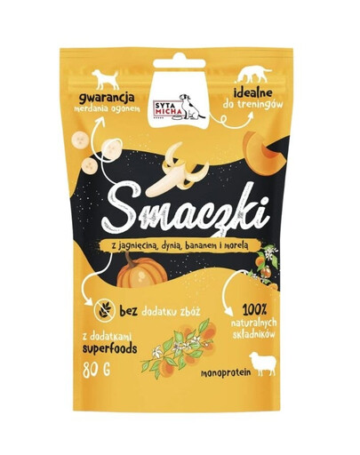 Smaczki z jagnięciną dynią bananem i morelą 15 g